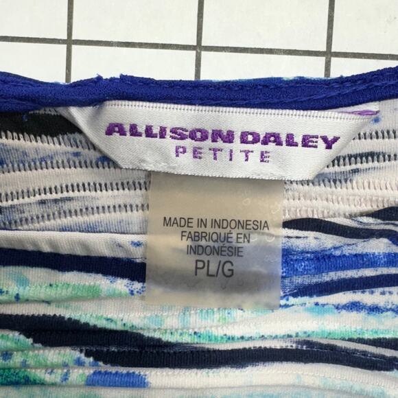 Allison Daley Vintage Nautical Blue Striped 3/4 Sleeve Blouse Women Petite Large - Picture 6 of 6
